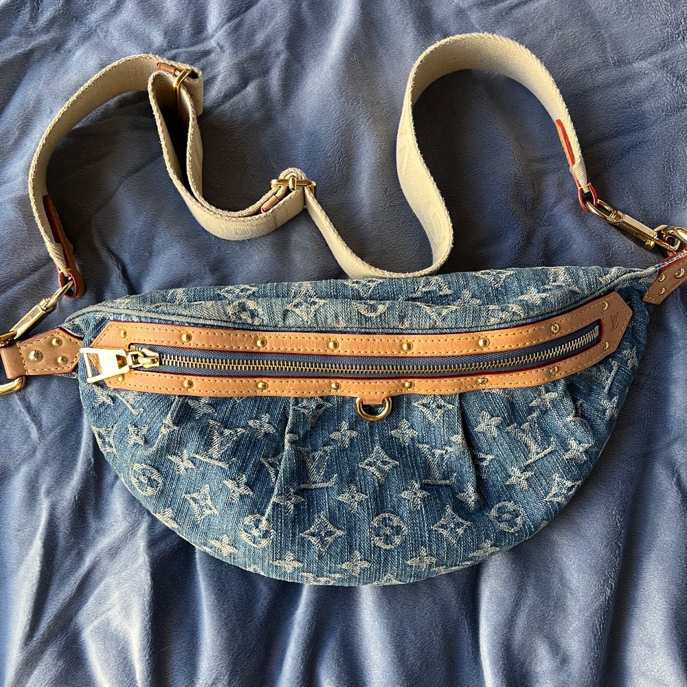 Louis Vuitton Denim Monogram High Rise Bumbag With Receipt